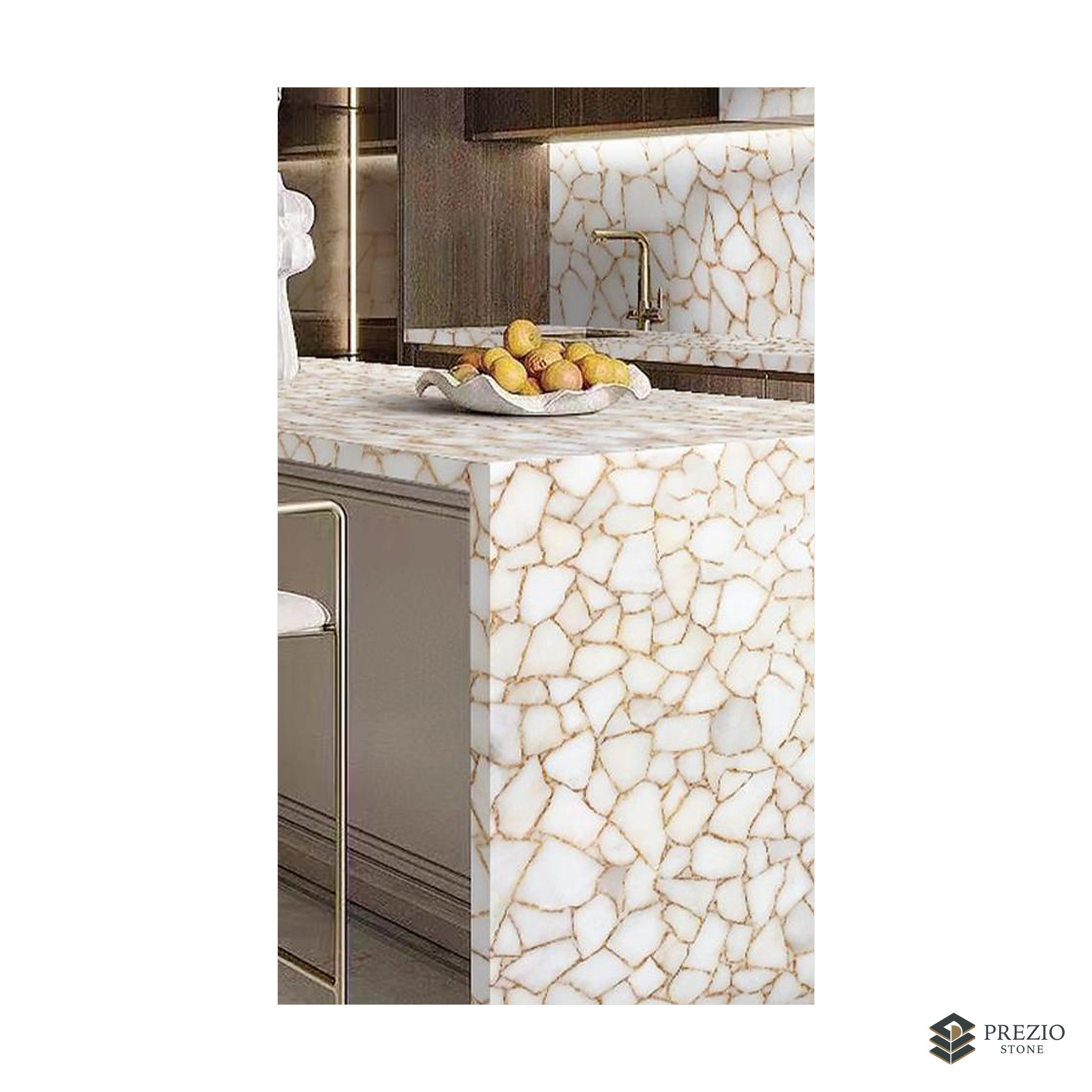 Prezio Stone White Crystal Quartz Gemstone Surface Program - primary material view