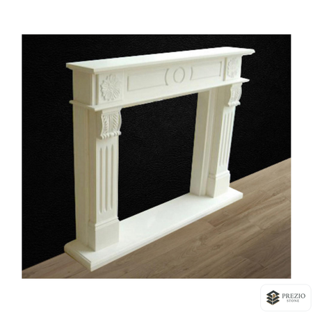 Prezio Stone Eleanor 59 in. W Carved Stone Fireplace Mantel, Based on Carrara Marble - primary material view
