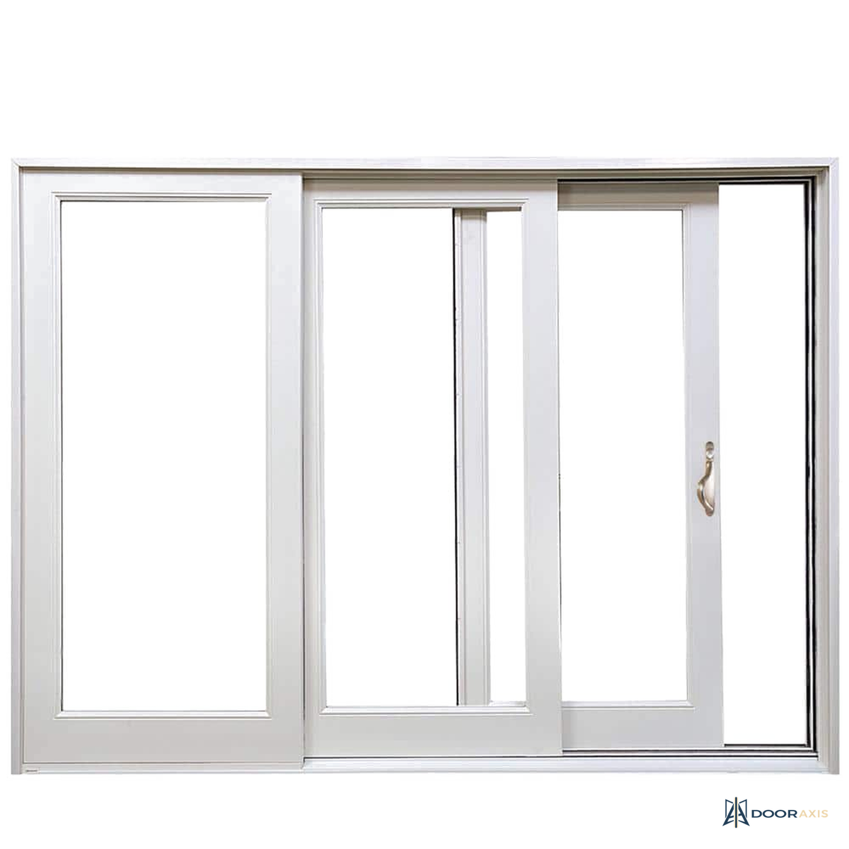 Door Axis 108 in x 80 in White Fiberglass Multi-Panel Stacking Sliding Patio Door, Low-E Argon Glass - front view