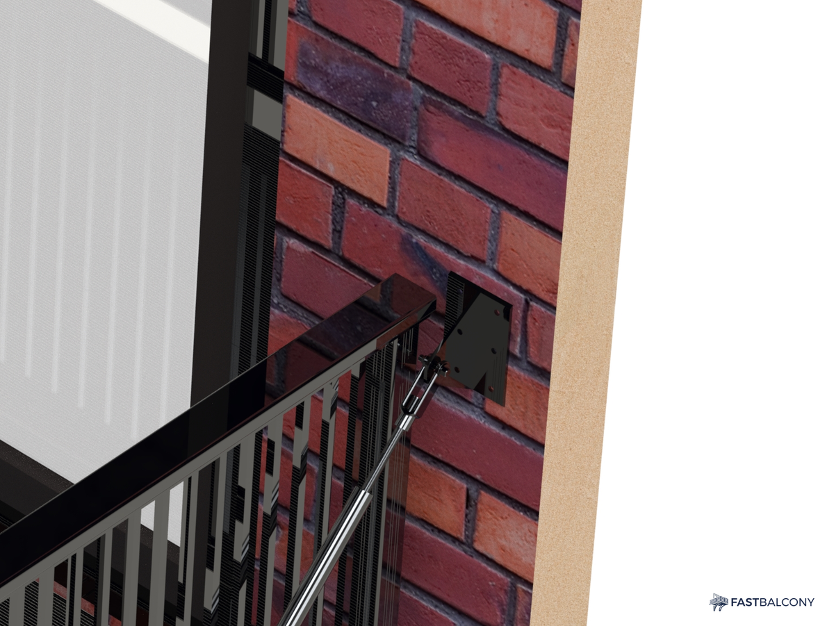 Fast Balcony Knife Plate and Embed Mounting Kit - elevation view