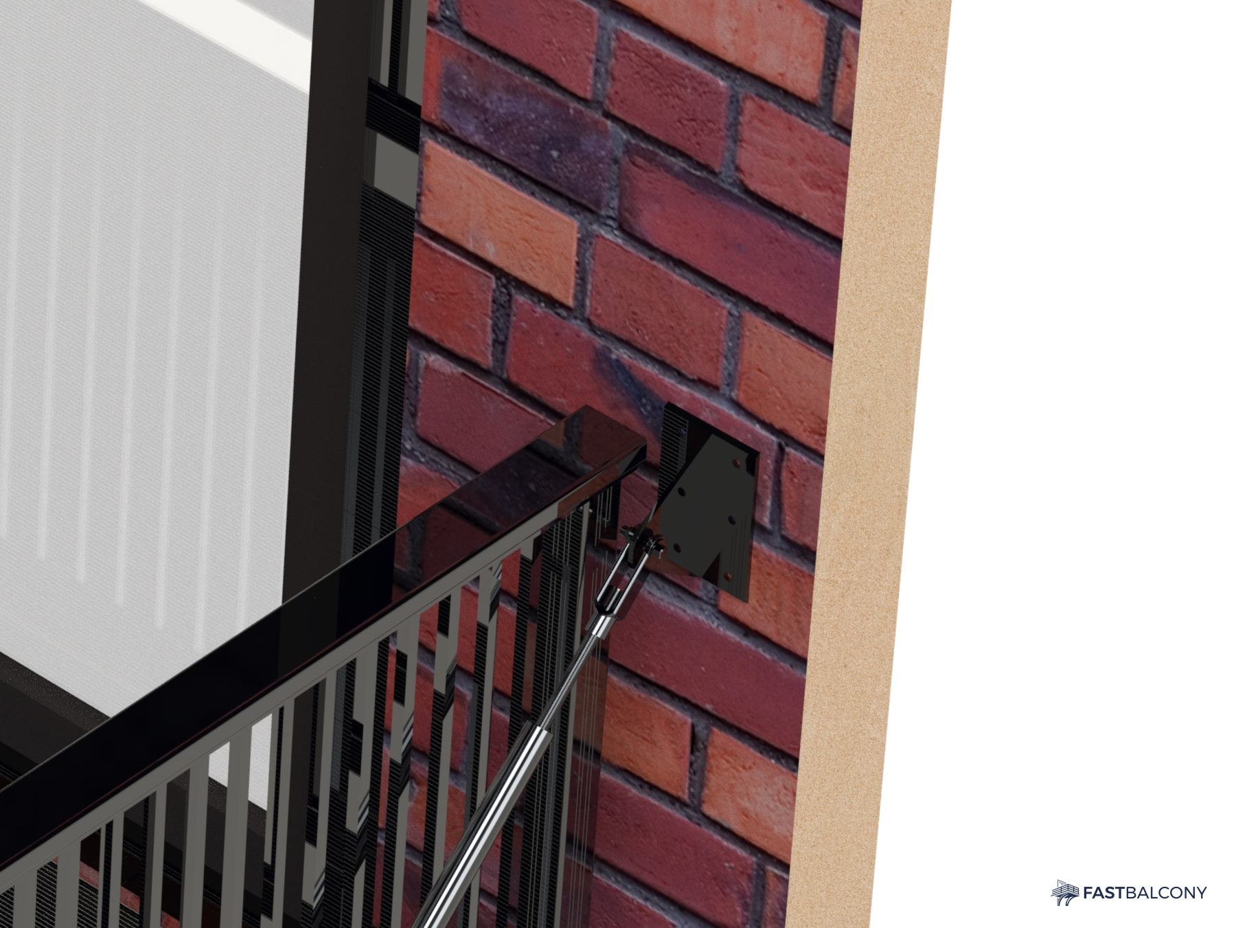 Fast Balcony Knife Plate and Embed Mounting Kit - elevation view