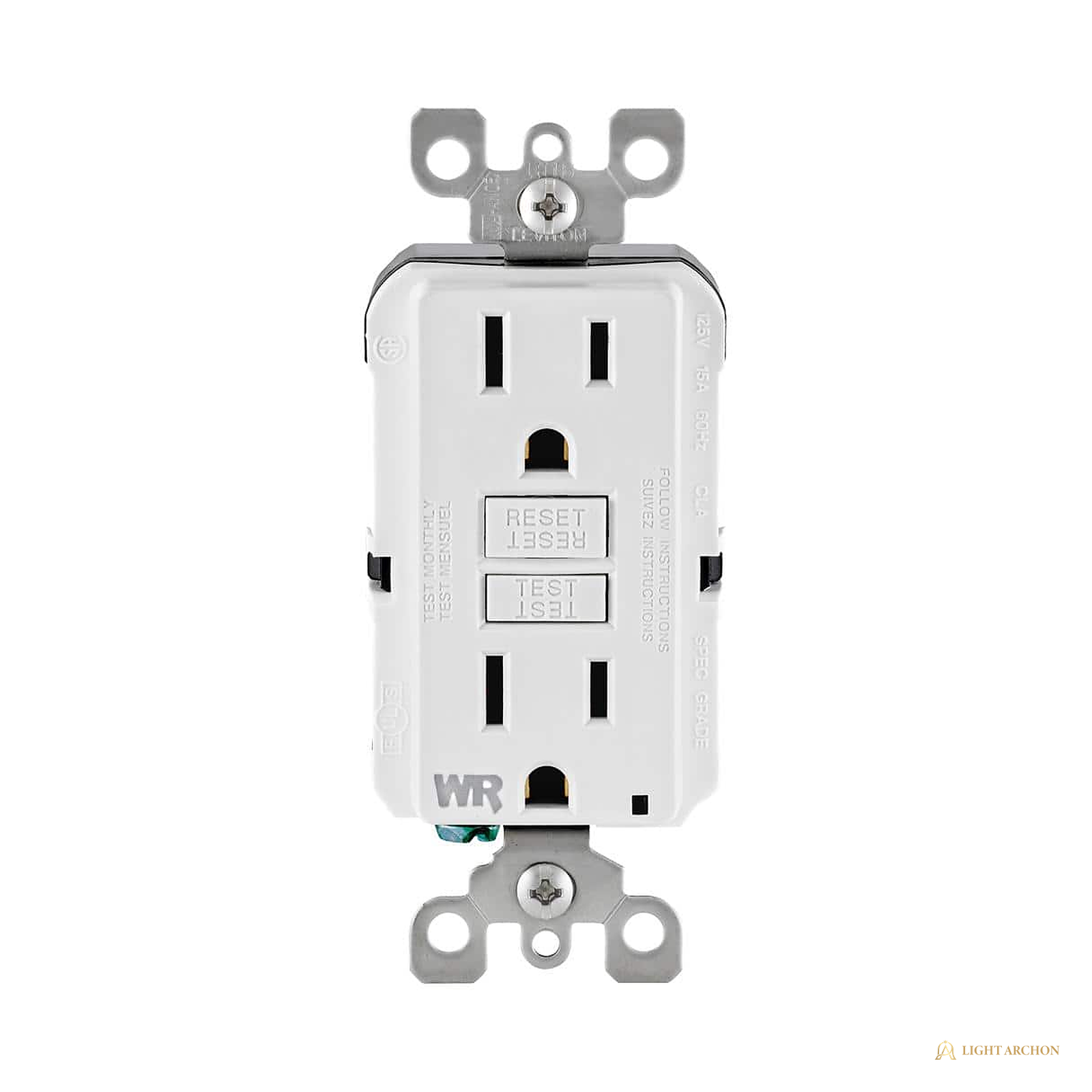 Light Archon Tempest 15A Self-Test Weather Resistant GFCI Outlet - front view