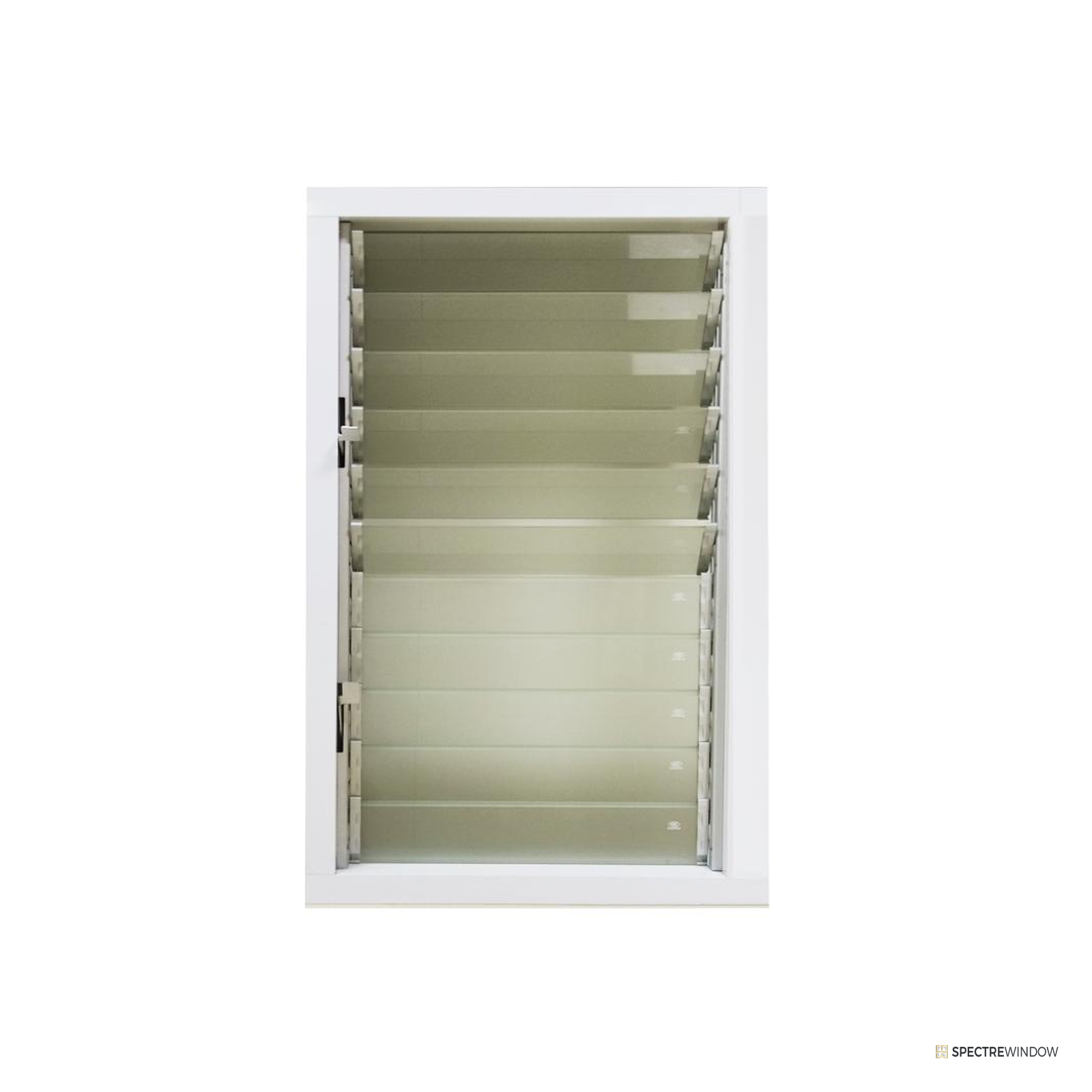 Spectre Window 76 Series Glass Louver Window with Frosted Blades - front view