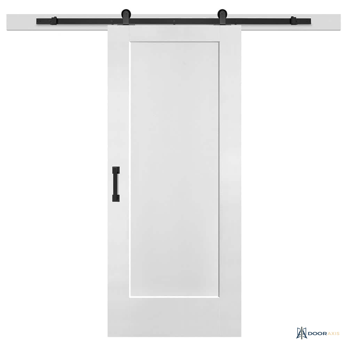 Door Axis 36 in x 84 in No-Panel Flush Primed Sliding Barn Door with Track Hardware Kit - front view
