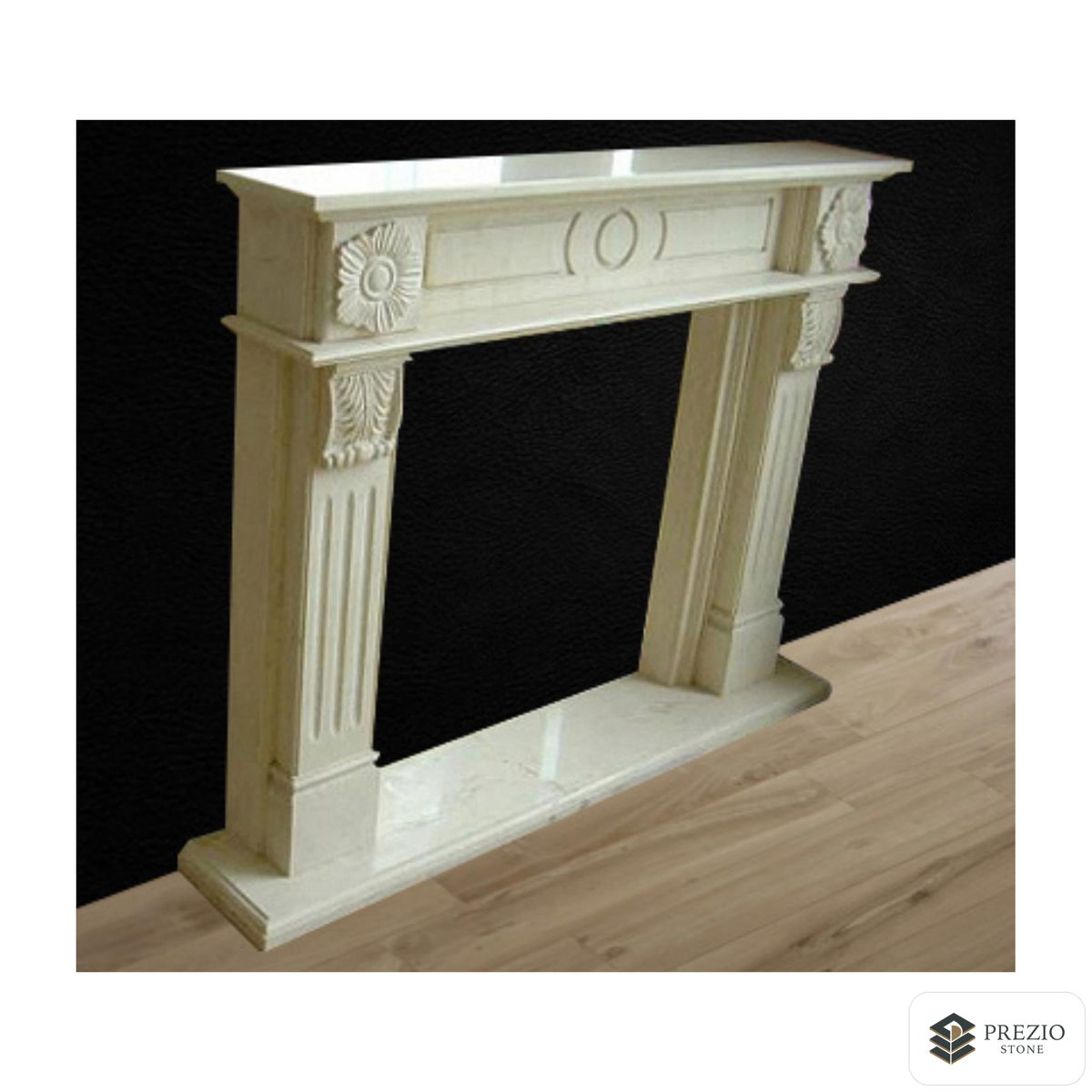 Prezio Stone Hazel 59 in. W Carved Stone Fireplace Mantel, Based on Carrara Marble - primary material view