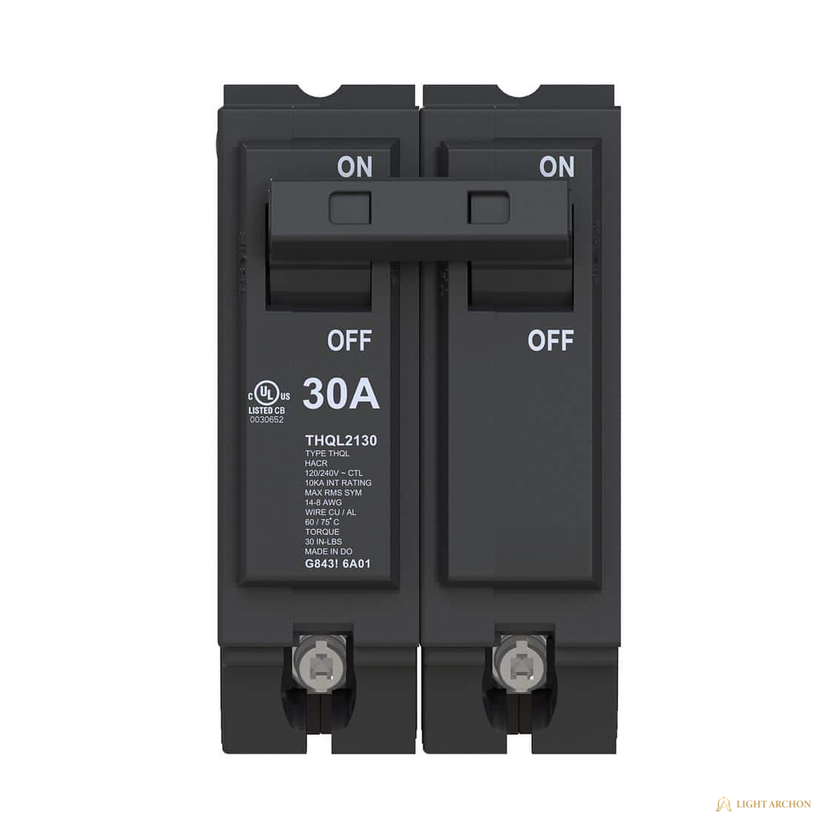 Light Archon Keystone 30A 2-Pole Circuit Breaker - front view