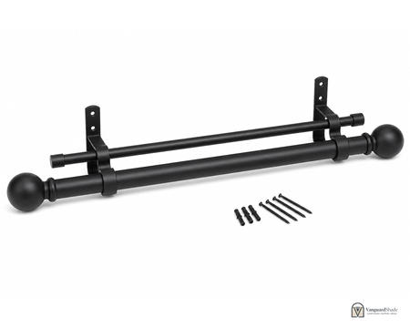 Vanguard Shade 1 in. Double Curtain Rod Set, Adjustable, Stock Lengths - front view