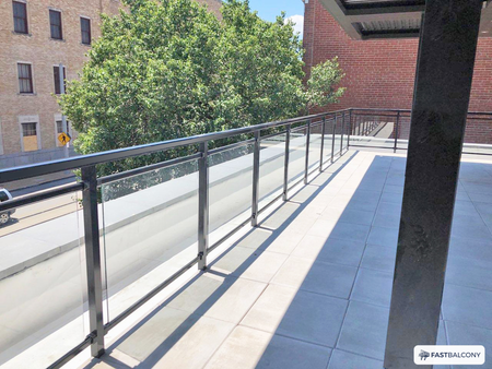 Fast Balcony Glass Railing Bolt-On Aluminum Balcony System - elevation view