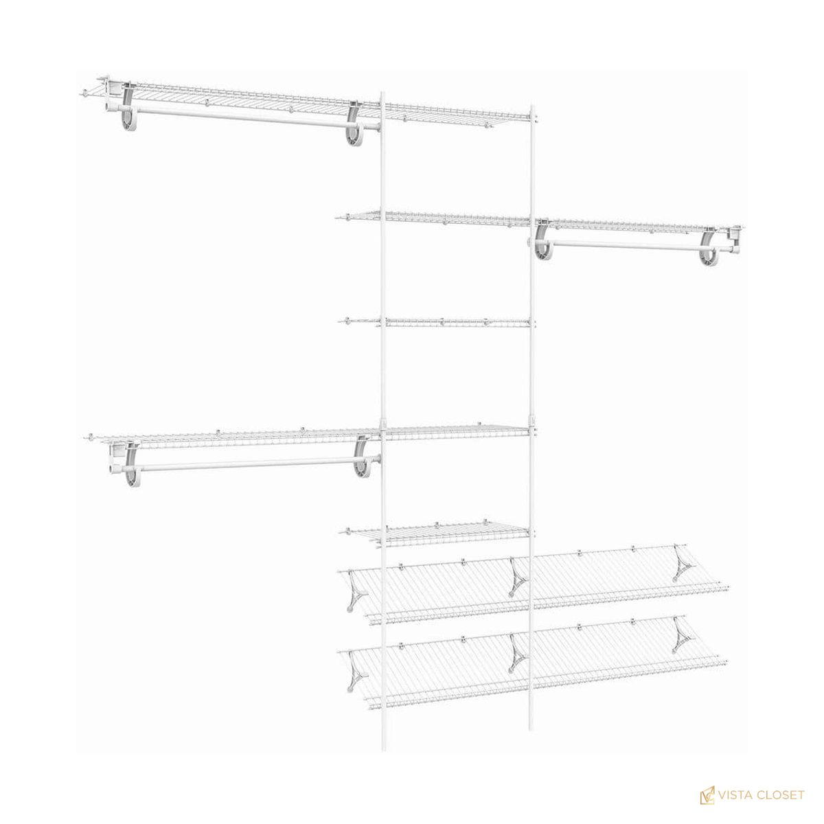 Vista Closet 5 ft to 8 ft White Ventilated Wire Closet Kit - front view