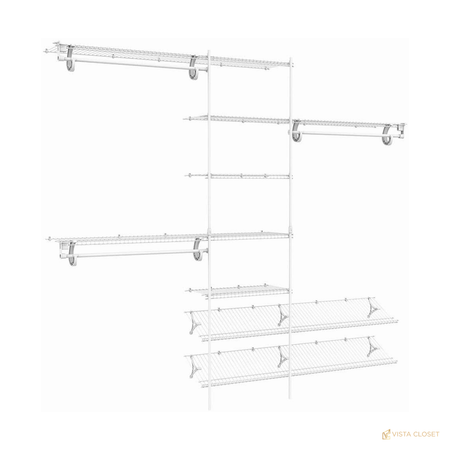 Vista Closet 5 ft to 8 ft White Ventilated Wire Closet Kit - front view