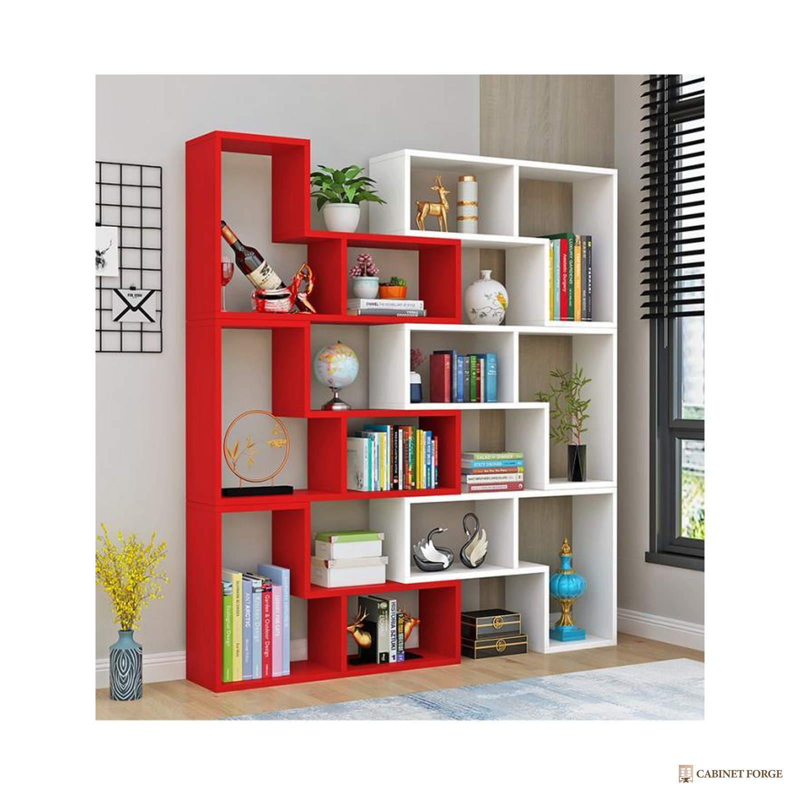 Cabinet Forge Extendable Corner Bookcase - front view