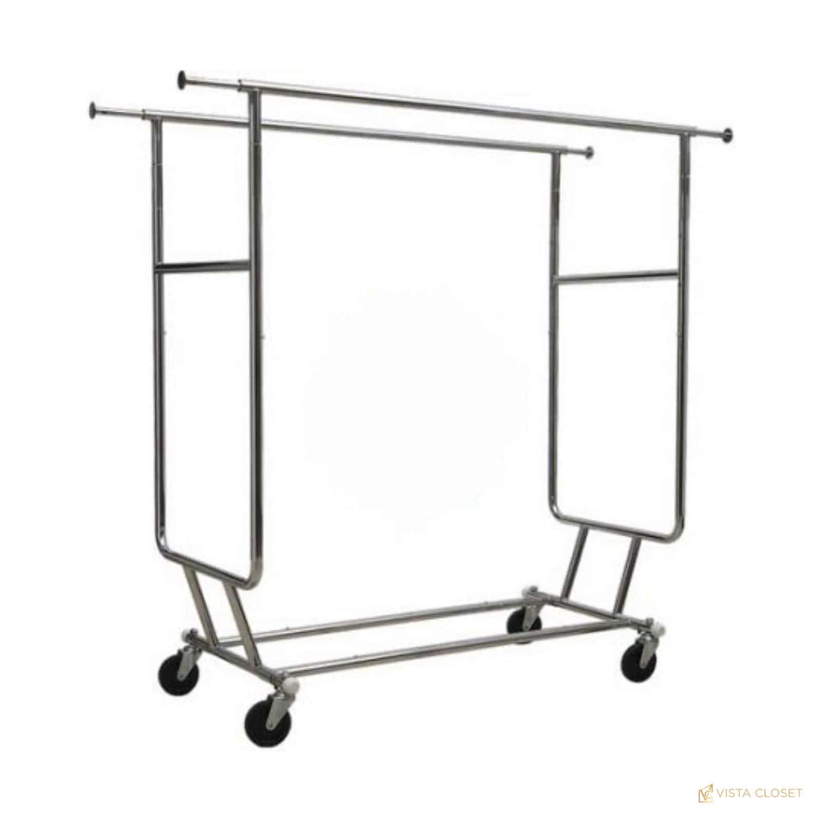 Vista Closet 60 in. W x 64 in. H Rolling Double Rail Garment Rack - front view