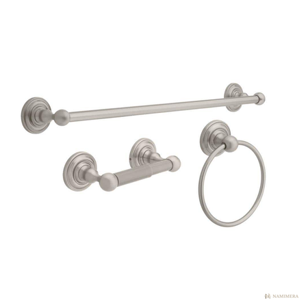 Namimera 3-Piece Traditional Bath Hardware Set with 24 in. Towel Bar, Brushed Nickel - front view