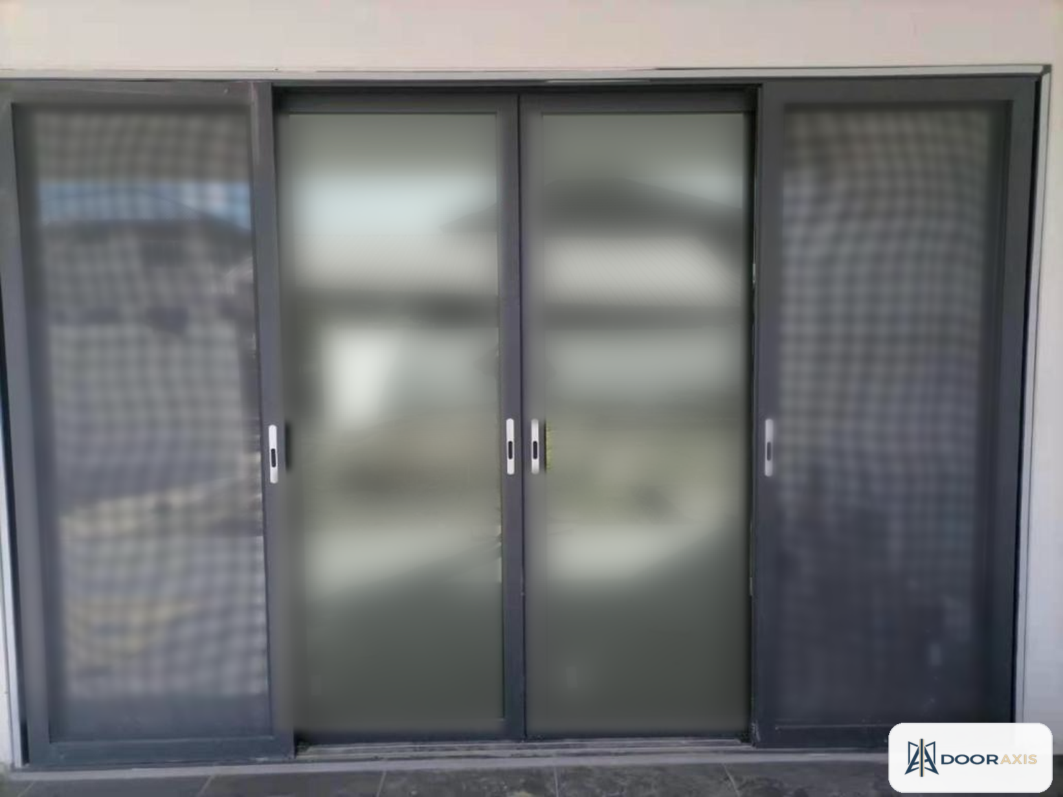 Door Axis 126 Series 3-Panel Stacking Sliding Patio Door with Integrated Screen, Thermal Break - front view