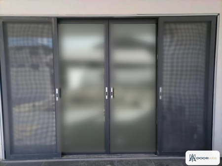Door Axis 126 Series 3-Panel Stacking Sliding Patio Door with Integrated Screen, Thermal Break - front view