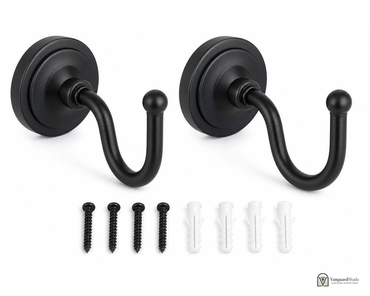 Vanguard Shade Steel Curtain Holdback Pair - front view