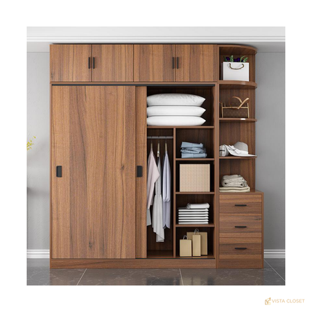 Vista Closet Deep Walnut 2-Door Sliding Wardrobe - front view