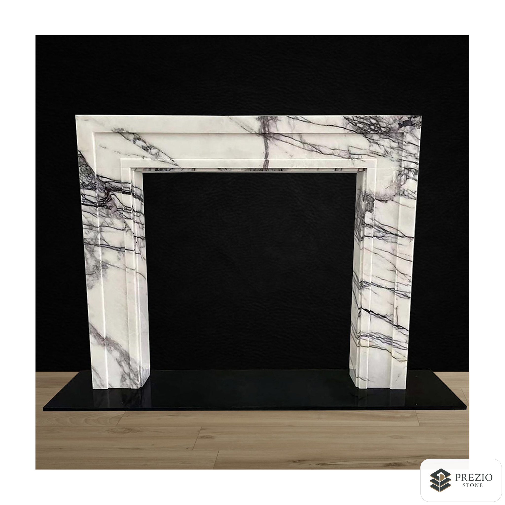 Prezio Stone Sienna 55 in. W Carved Stone Fireplace Mantel in New York Marble - primary material view