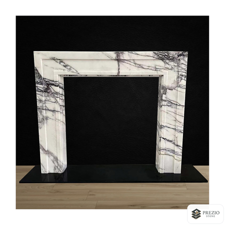 Prezio Stone Sienna 55 in. W Carved Stone Fireplace Mantel in New York Marble - primary material view