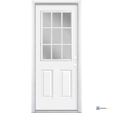 Door Axis 32 in x 80 in 9-Lite Triple Pane Clear Glass Steel Prehung Front Door with Brickmold - front view