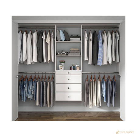Vista Closet 60 in. to 96 in. W Adjustable Wall-Hung Wood Closet System - front view