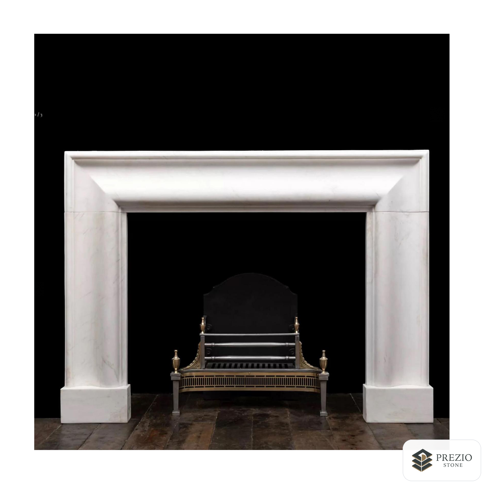 Prezio Stone Matilda 63 in. W Carved Stone Fireplace Mantel in Statuario White Marble - primary material view
