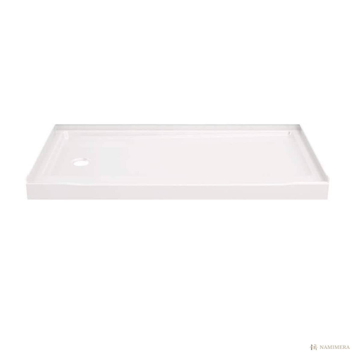 Namimera 60 in. L x 32 in. W Alcove Shower Base with Low Threshold, White - front view