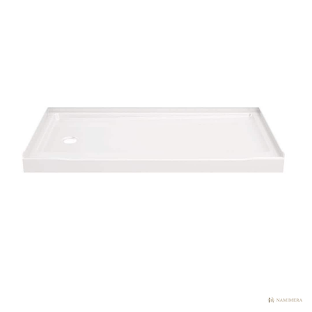 Namimera 60 in. L x 32 in. W Alcove Shower Base with Low Threshold, White - front view