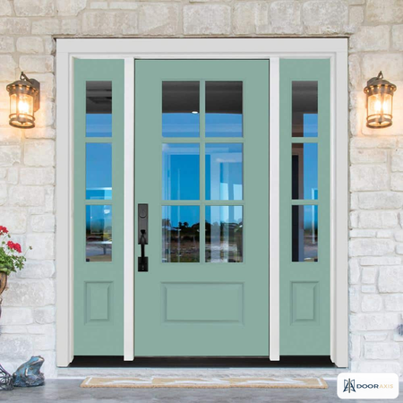 Door Axis 36 in x 80 in Customizable Fiberglass Prehung Front Door, Low-E Glass - front view