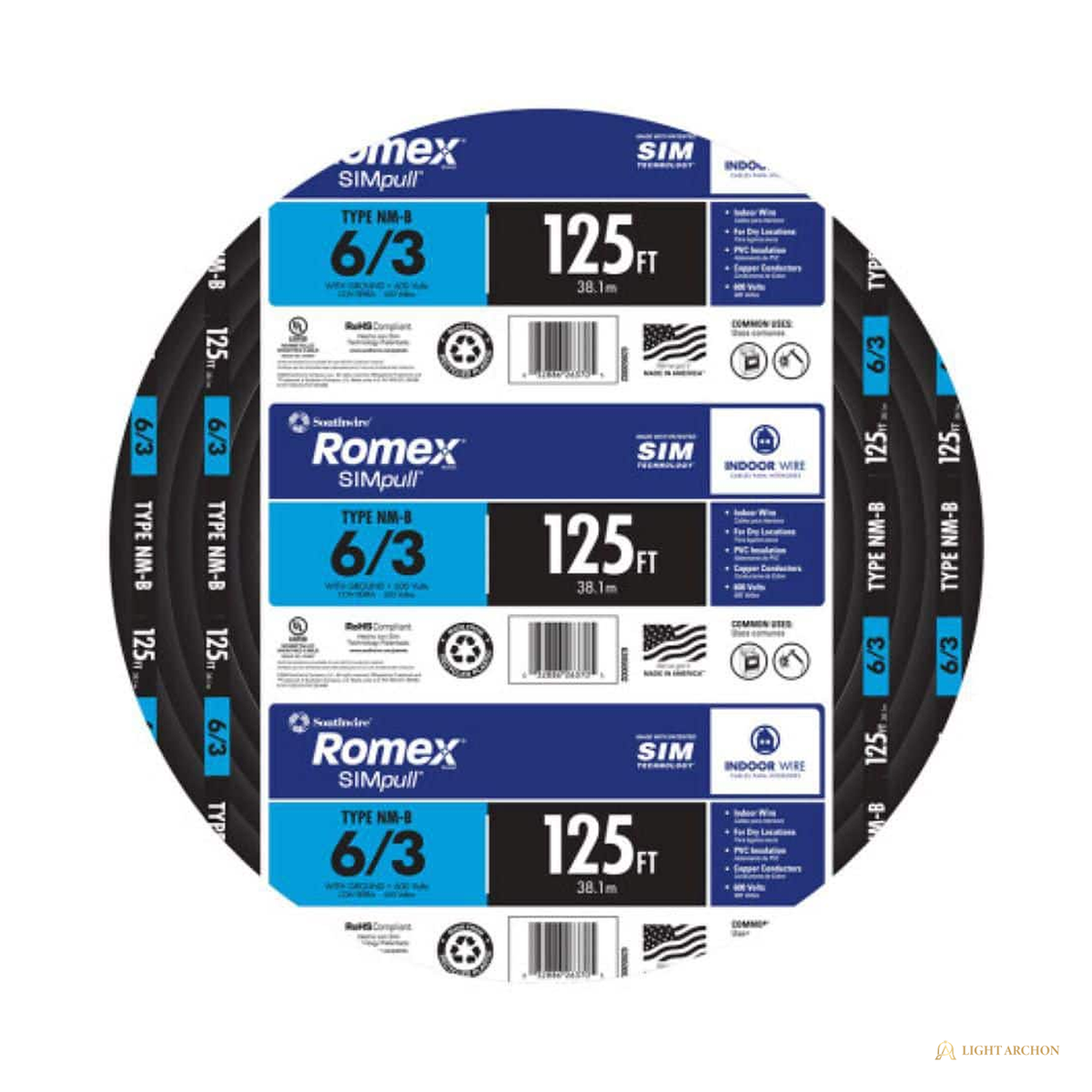 Light Archon RangeLine 6/3 Stranded Copper NM-B Cable with Ground - front view