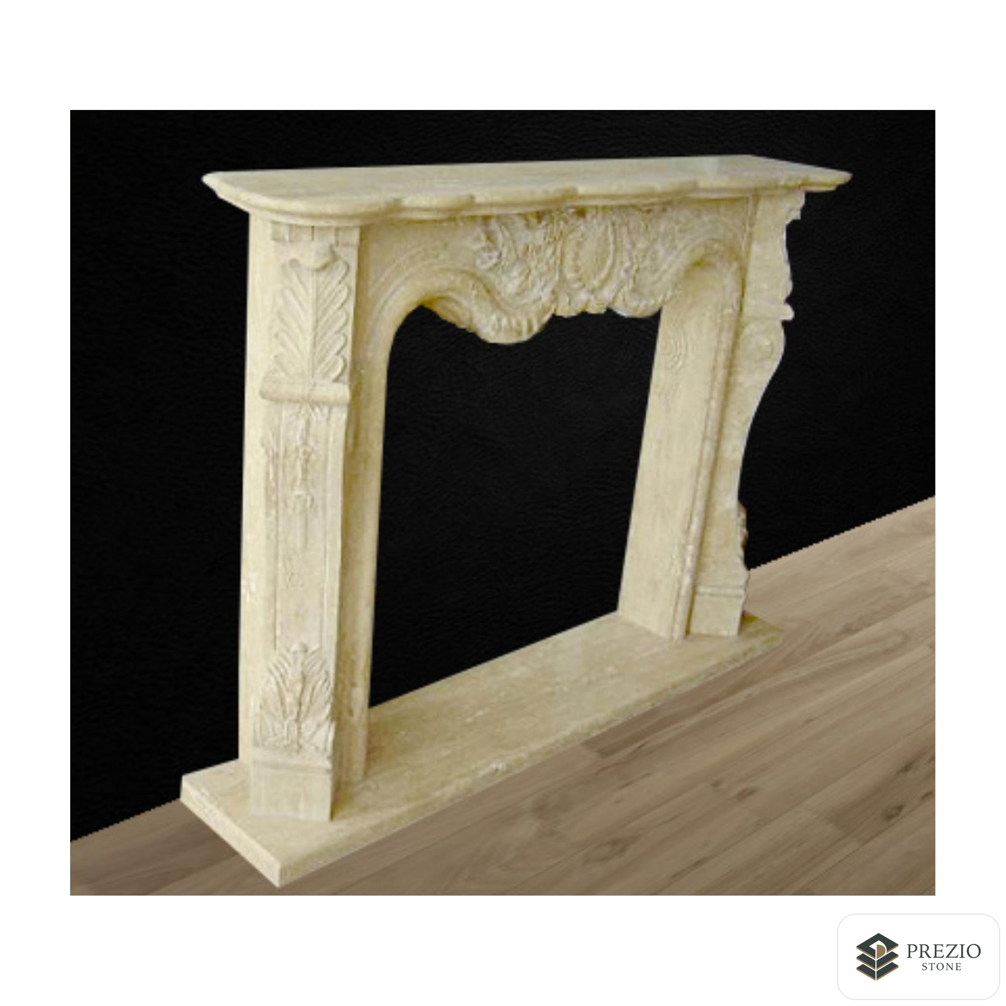 Prezio Stone Odette 59 in. W Carved Stone Fireplace Mantel, Based on Carrara Marble - primary material view