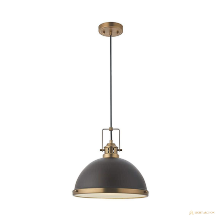 Light Archon Aria 14 in. 1-Light Black and Gold Dome Pendant with Clear Glass Shade - front view