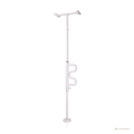 Namimera Tension-Mount Floor-to-Ceiling Support Pole with Rotating Curved Grab Bar, White - front view