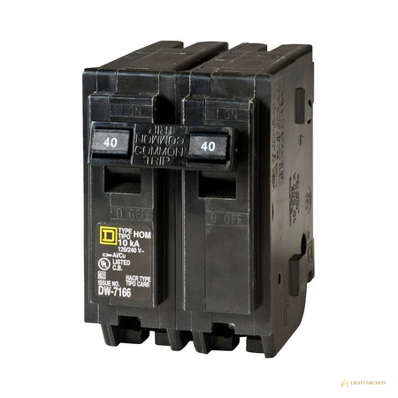 Light Archon Redoubt 40A 2-Pole Circuit Breaker - front view