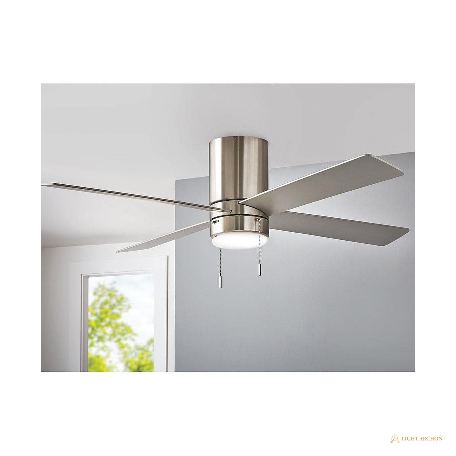 Light Archon Vesper 52 in. Low-Profile LED Ceiling Fan, Brushed Nickel - front view