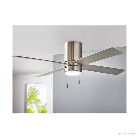 Light Archon Vesper 52 in. Low-Profile LED Ceiling Fan, Brushed Nickel - front view