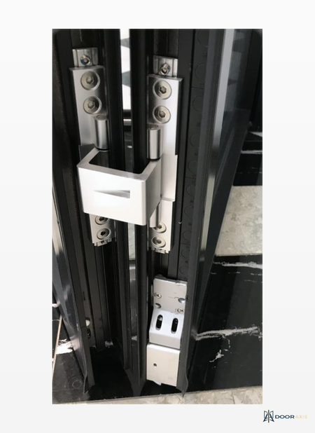 Door Axis Folding Door Hardware Set, Pivots, Carriers, and Drop Bolts - front view