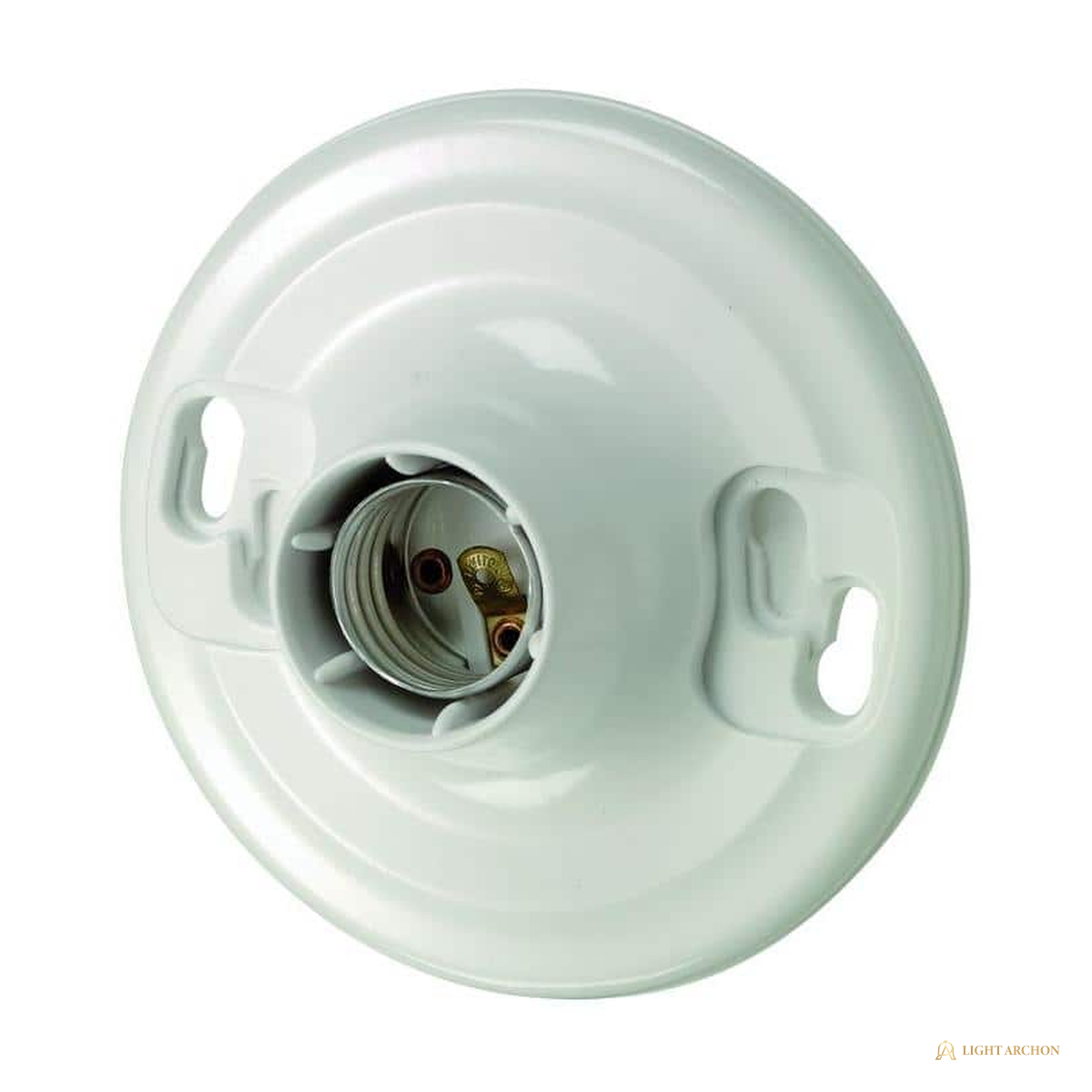 Light Archon Keystone Ceiling Lampholder, E26 Medium Base, White - front view