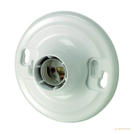 Light Archon Keystone Ceiling Lampholder, E26 Medium Base, White - front view