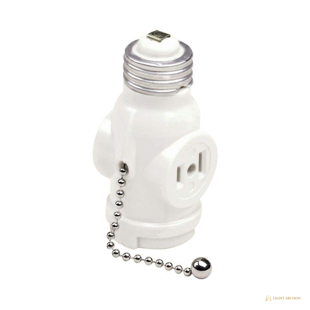 Light Archon SocketWorks E26 Socket Adapters and Outlet-Box Lampholder, White - front view
