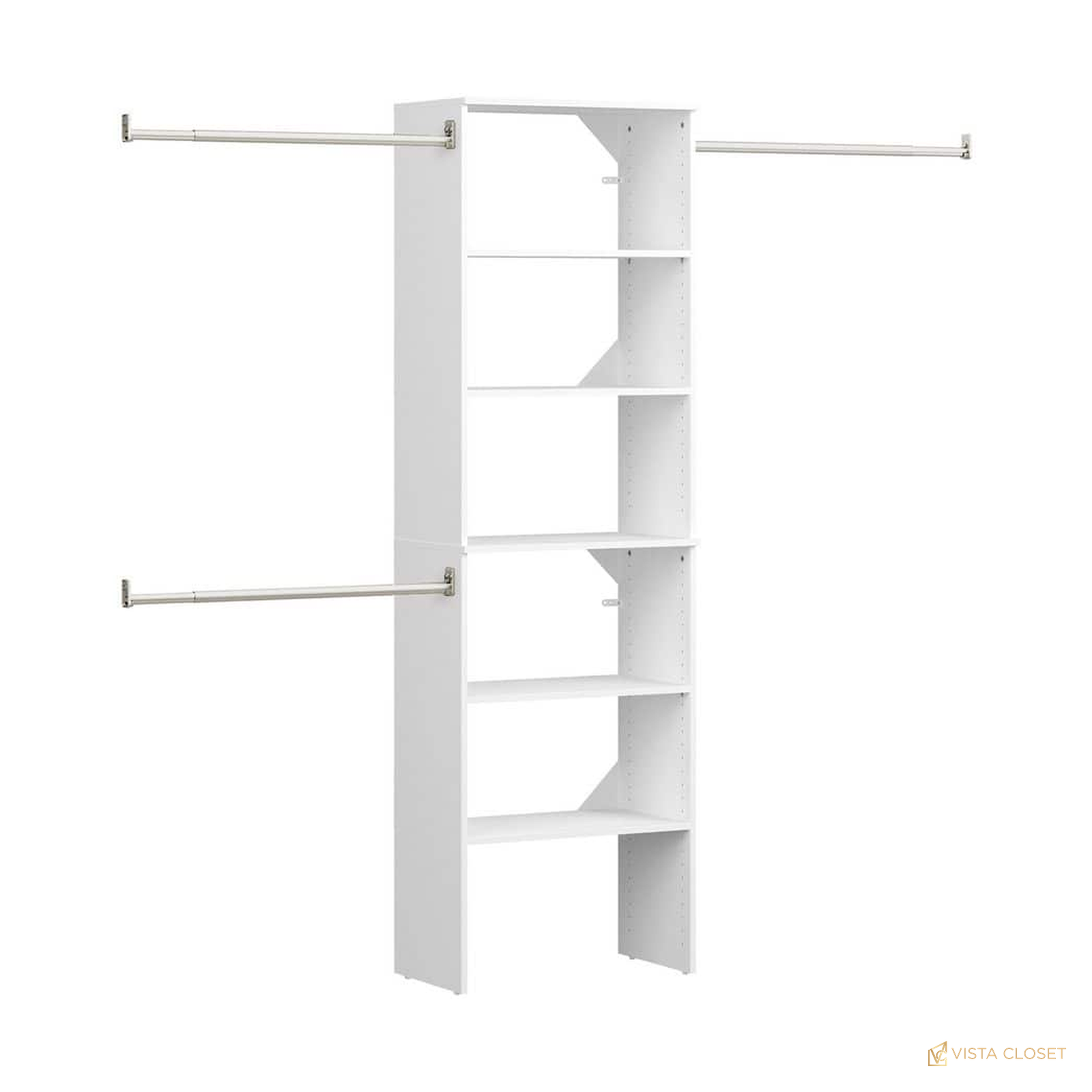 Vista Closet 84 in. to 120 in. W White Modern Wood Closet System - front view