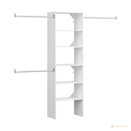 Vista Closet 84 in. to 120 in. W White Modern Wood Closet System - front view