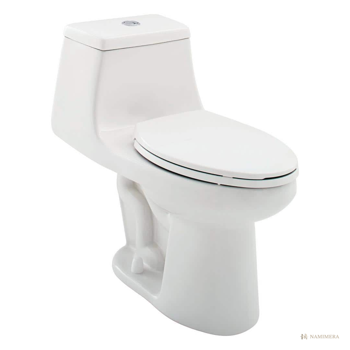Namimera One-Piece Elongated Dual-Flush Toilet, 1.1/1.6 GPF, 12 in. Rough-In, White - front view