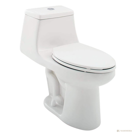 Namimera One-Piece Elongated Dual-Flush Toilet, 1.1/1.6 GPF, 12 in. Rough-In, White - front view