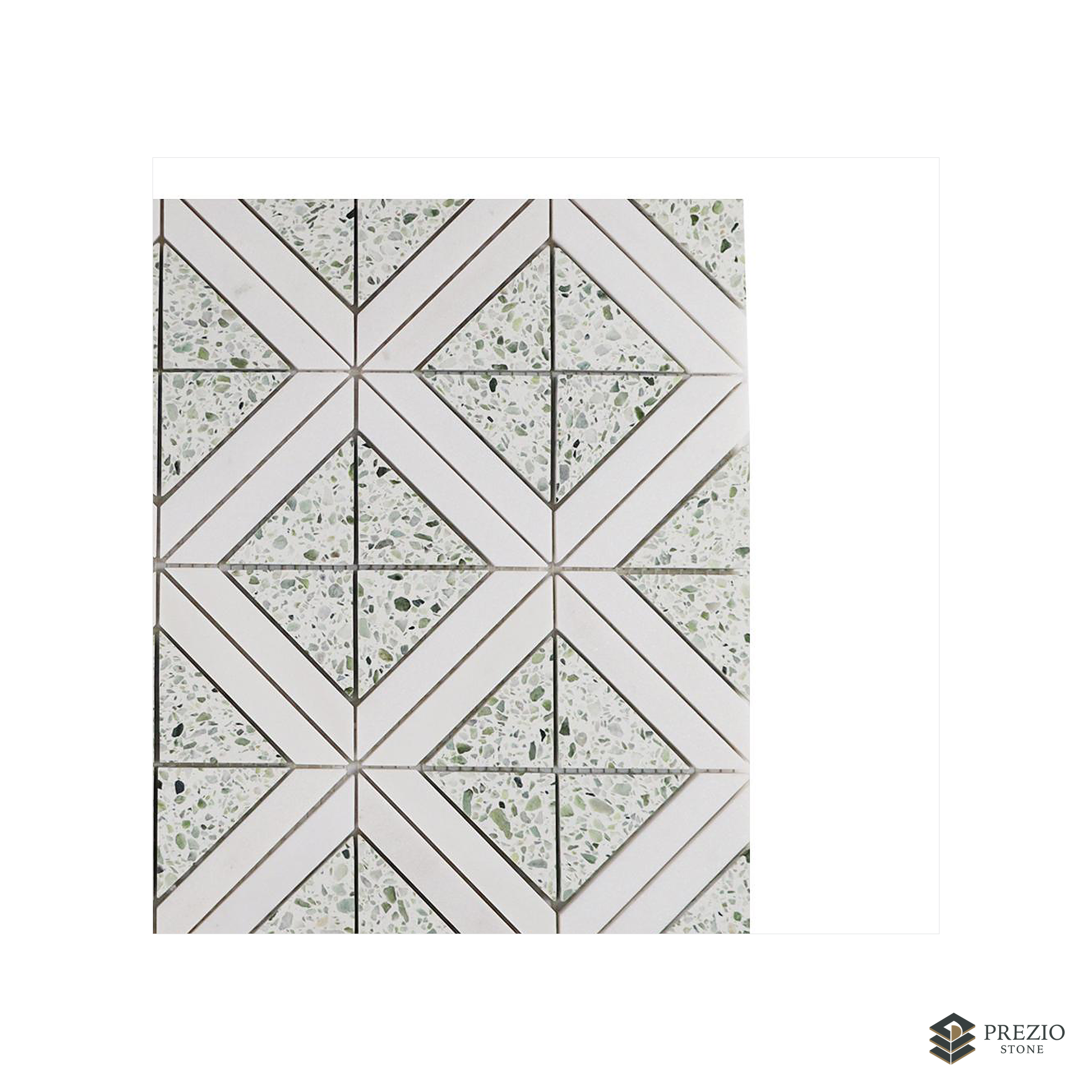 Prezio Stone Diamond Lattice Mosaic, Marble and Travertine Parquet Sheet - primary material view