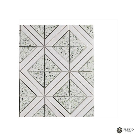 Prezio Stone Diamond Lattice Mosaic, Marble and Travertine Parquet Sheet - primary material view