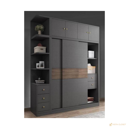 Vista Closet Graphite Gray Sliding Wardrobe - front view