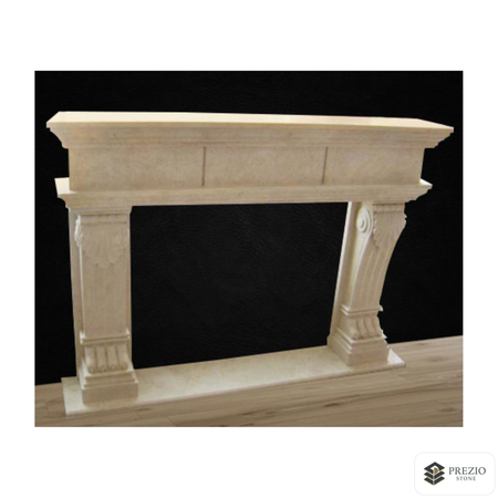 Prezio Stone Esme 59 in. W Carved Stone Fireplace Mantel, Based on Carrara Marble - primary material view