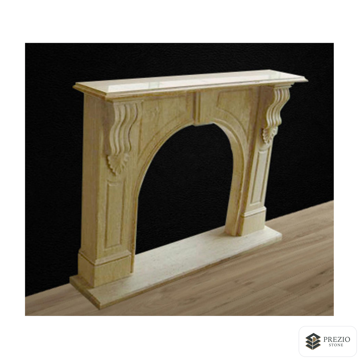 Prezio Stone Ivy 59 in. W Carved Stone Fireplace Mantel, Based on Carrara Marble - primary material view