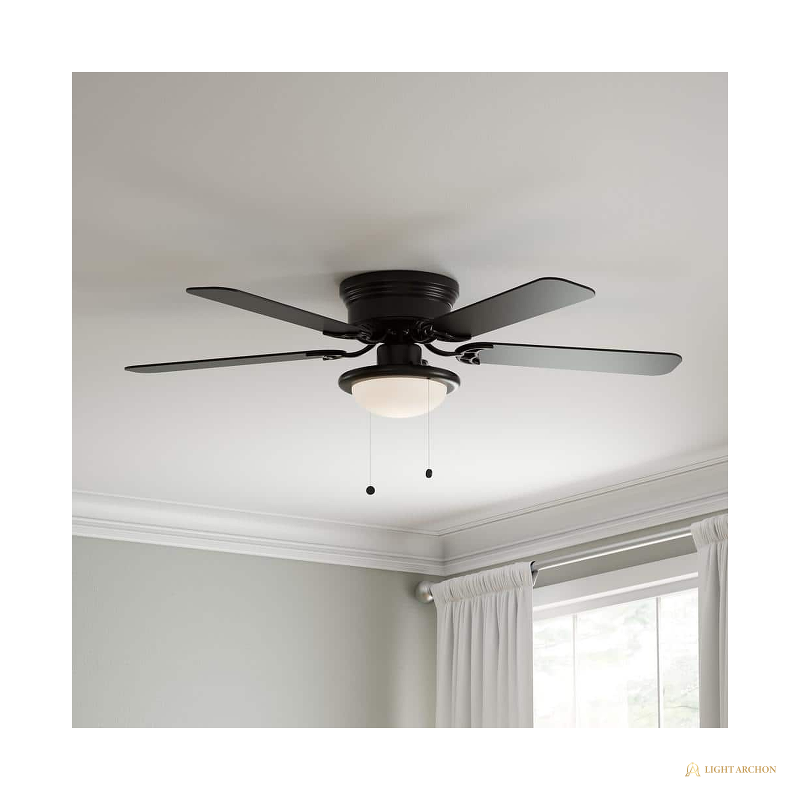 Light Archon Umbra 52 in. Low-Profile Ceiling Fan with LED Light Kit, Black - front view